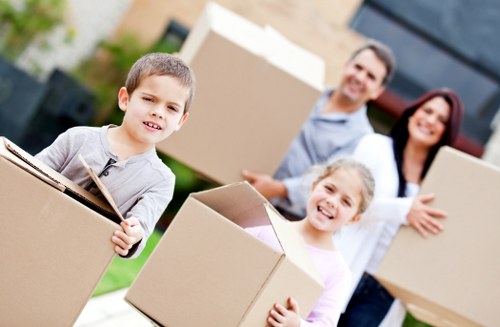 Organised storage unit in Berrylands with packed boxes
